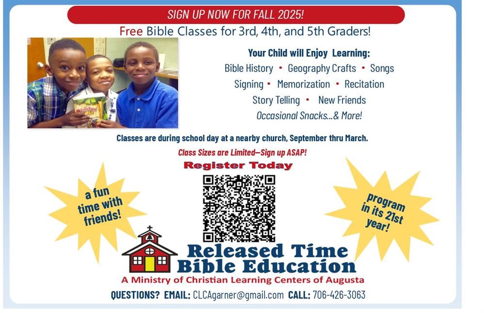 Register for Released Time Bible Study today!